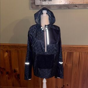 New Balance Black and Gray Hooded light weight Jacket with Reflective Accents